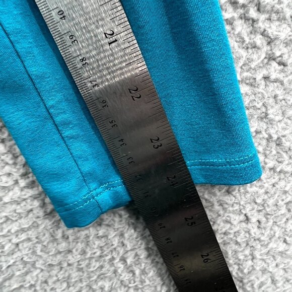 J Jill WearEver Women Wrap Dress Medium Blue Collared Long Sleeve Ruched Stretch - Picture 10 of 13